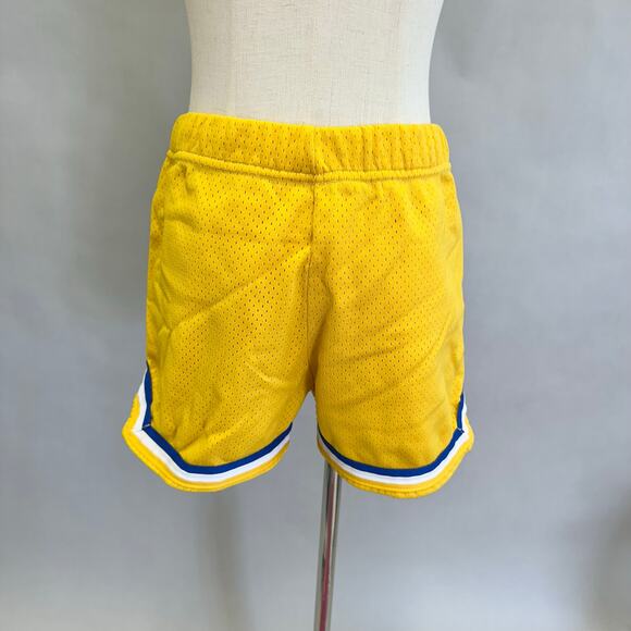 Vintage 70s varsity style mesh basketball gym shorts yellow nylon Size Medium - Picture 4 of 16